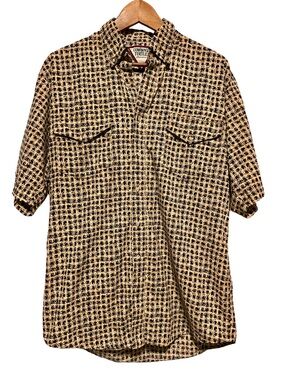 COWBOY’S TURTLE Western Ranchwear Geo Print Rodeo Camp Shirt